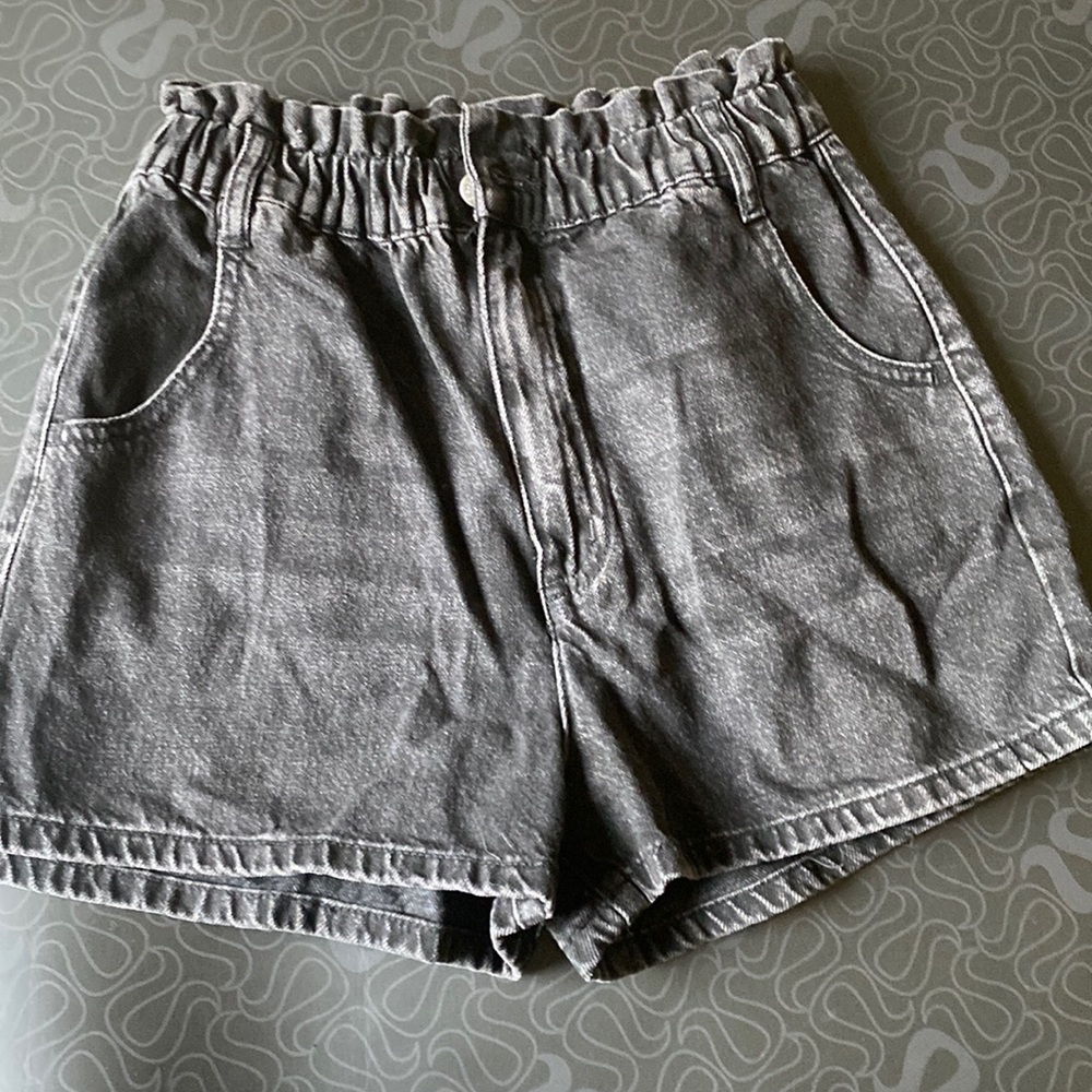 High rise black jean shorts